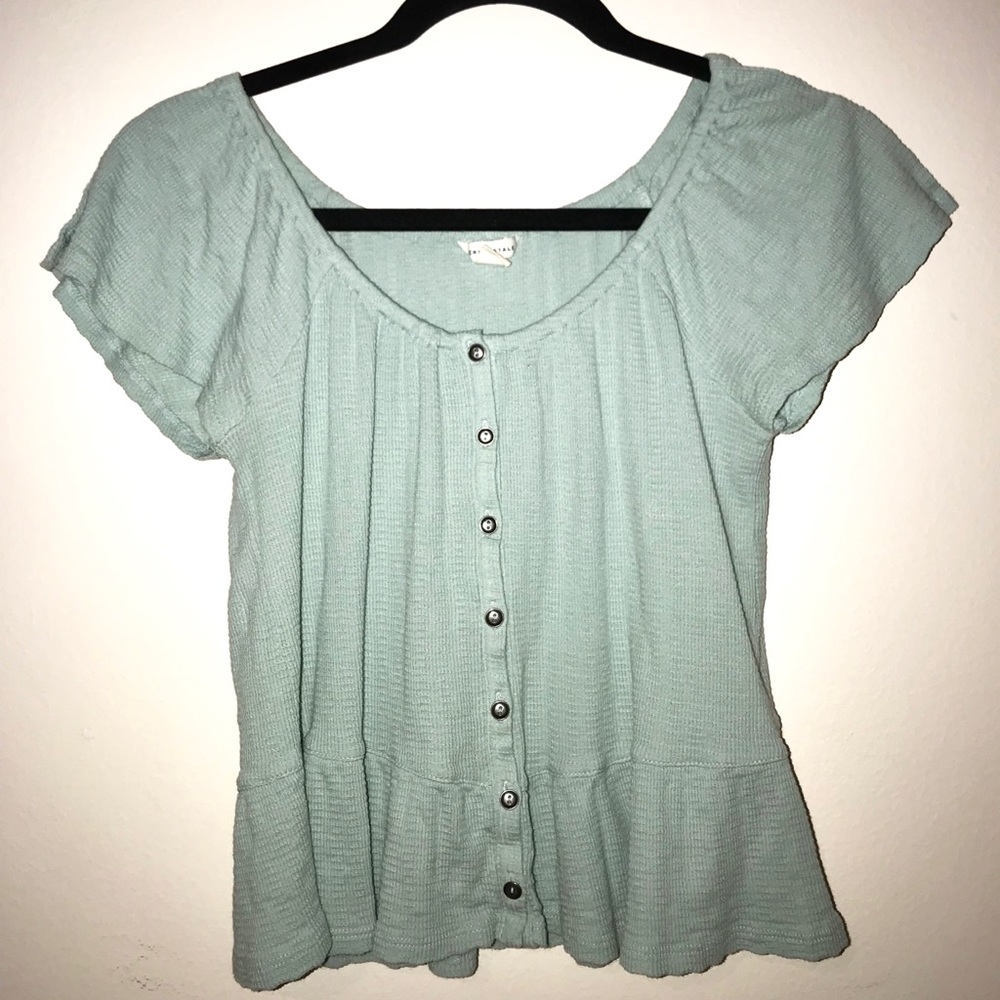 Sage Green Button-up Peplum top
